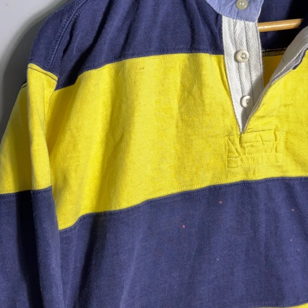 Vintage‎ Polo Ralph Lauren Striped Rugby Shirt Mens Size Large 90s Yellow
